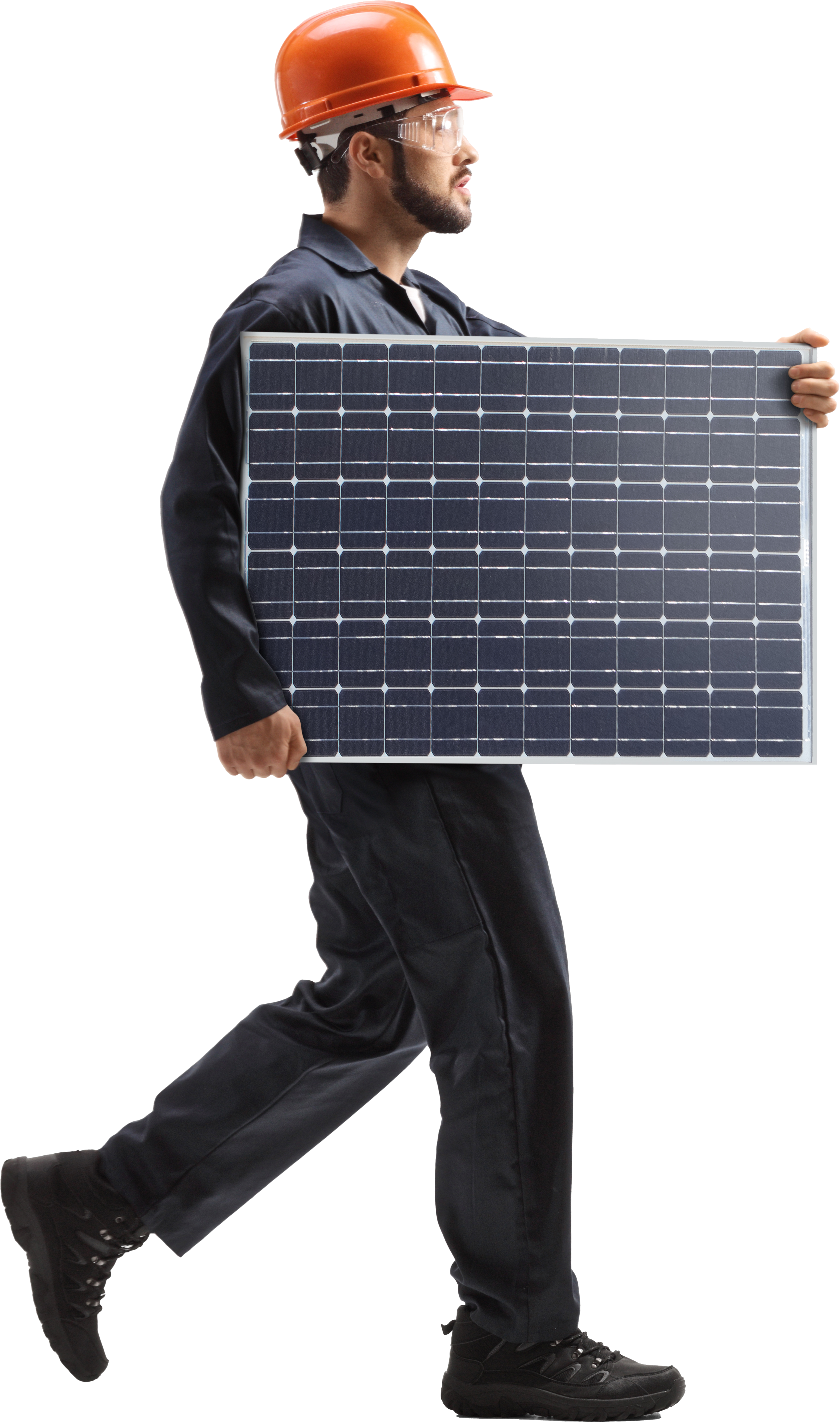Tecnico con pannello fotovoltaico